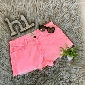 Current/Elliot cut off hot pink denim shorts